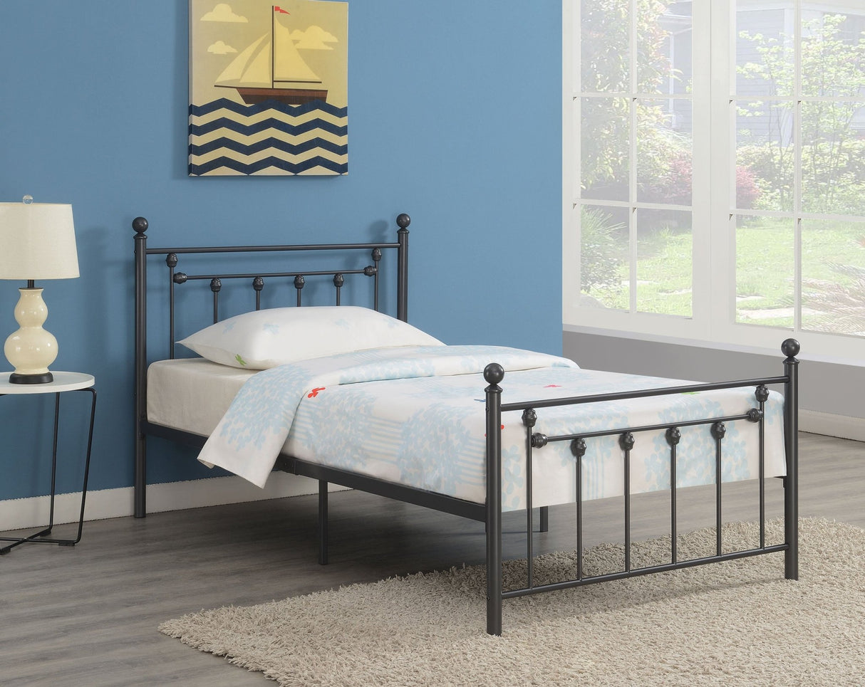 Canon Metal Twin Open Frame Bed Gunmetal | Coaster | Home Elegance USA