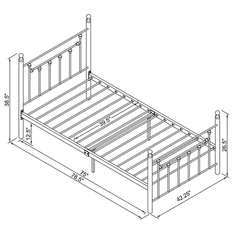 Twin Bed - Canon Metal Twin Open Frame Bed Gunmetal