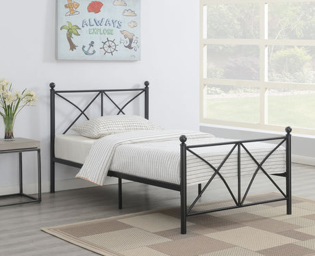 Twin Bed - Hart Metal Twin Open Frame Bed Matte Black