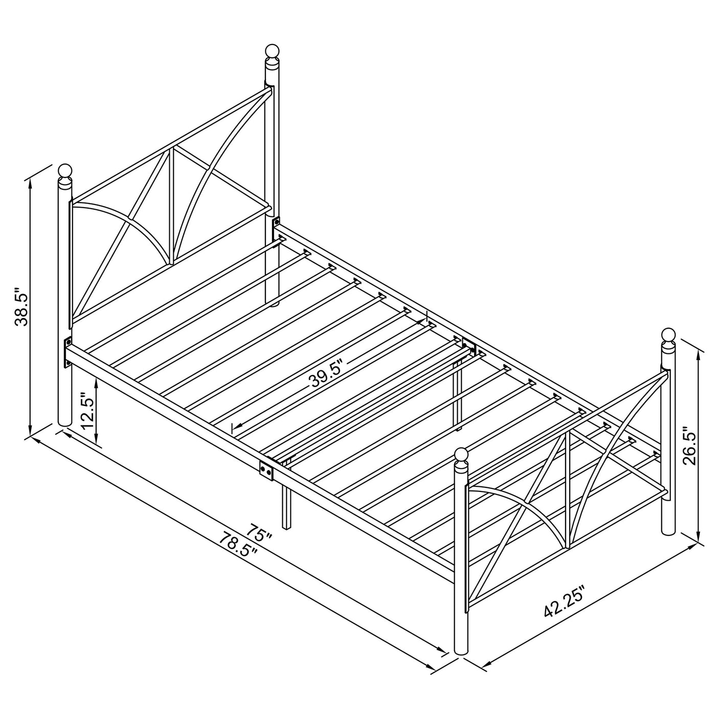 Twin Bed - Hart Metal Twin Open Frame Bed White