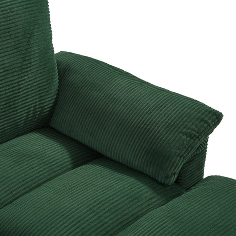 Modern Green U-shaped Sectional Sofa with Corduroy Upholstery, Hidden Storage Ottomans, USB Ports, and Cup Holders, 116.9' - sold by Home Elegance USA
