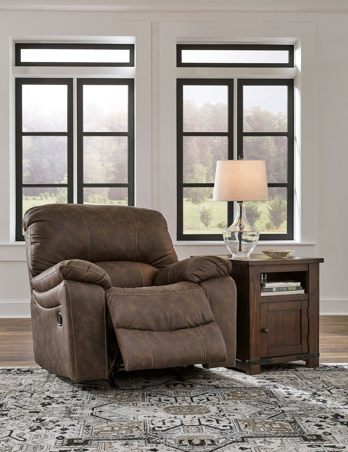 Ashley Chocolate Kilmartin Rocker Recliner - Faux Leather | Home Elegance USA