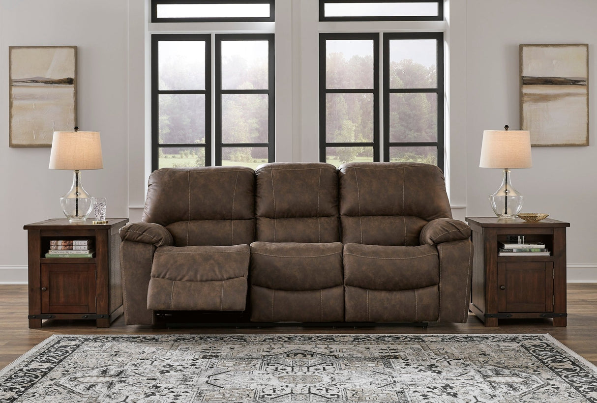 Ashley Chocolate Kilmartin Reclining Sofa - Faux Leather | Home Elegance USA