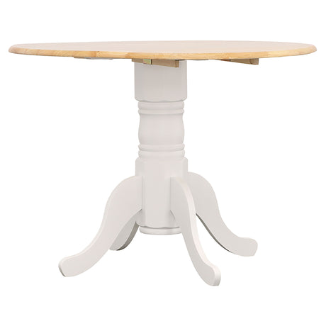 Dining Table - Allison Drop Leaf Round Dining Table Natural Brown and White