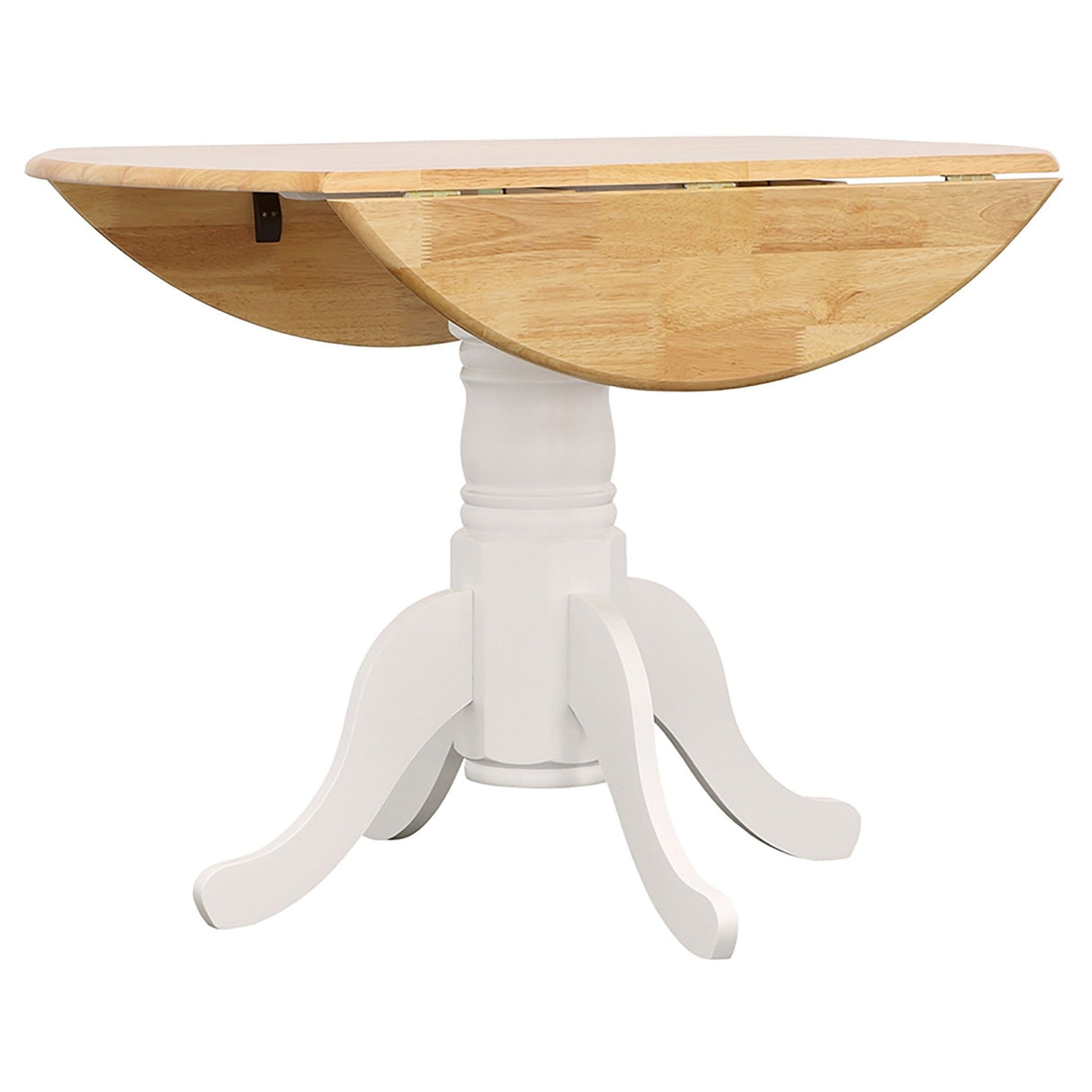 Allison Drop Leaf Round Dining Table Natural Brown and White | Coaster - 4241 - Home Elegance USA - 3