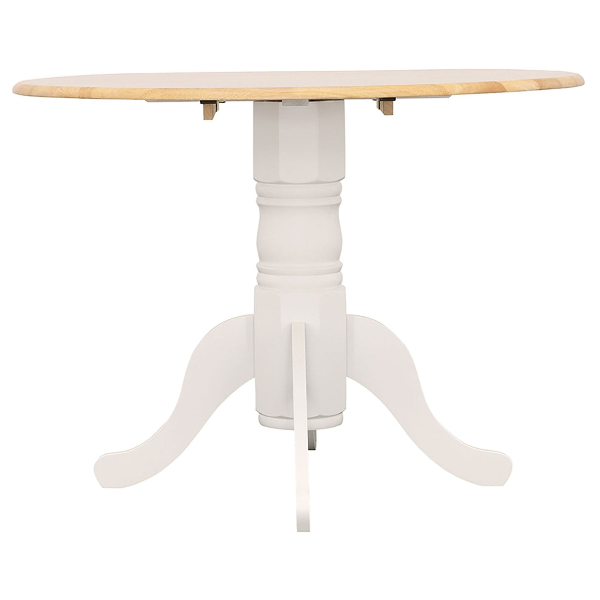 Allison Drop Leaf Round Dining Table Natural Brown and White | Coaster - 4241 - Home Elegance USA - 4