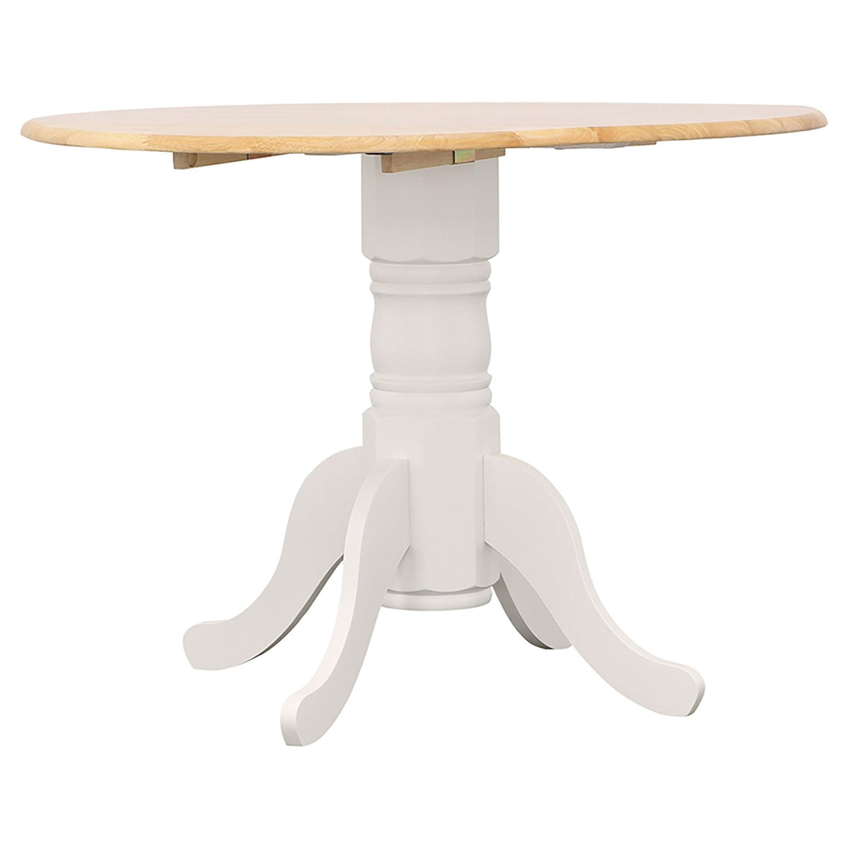 Allison Drop Leaf Round Dining Table Natural Brown and White | Coaster - 4241 - Home Elegance USA - 6