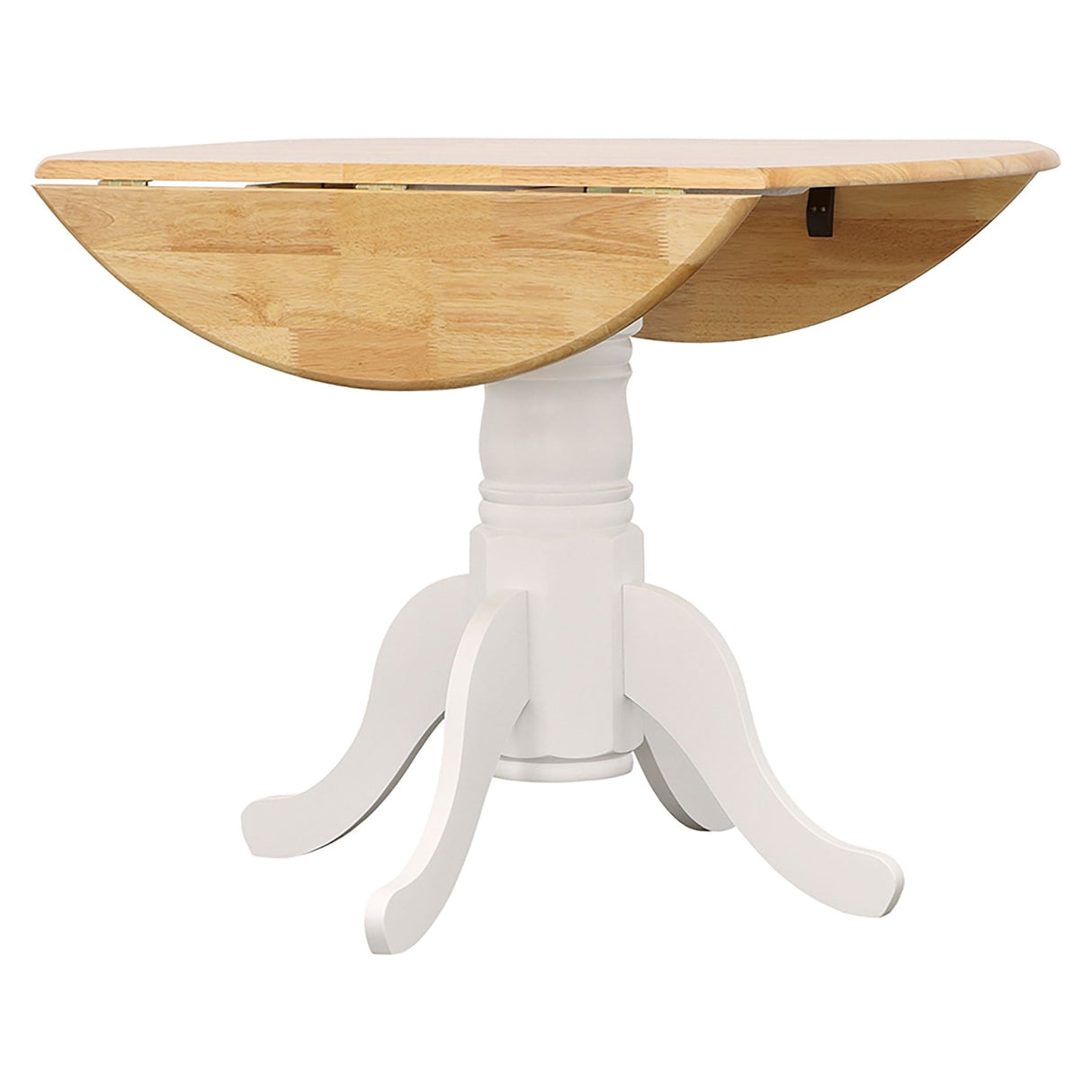 Allison Drop Leaf Round Dining Table Natural Brown and White | Coaster - 4241 - Home Elegance USA - 7