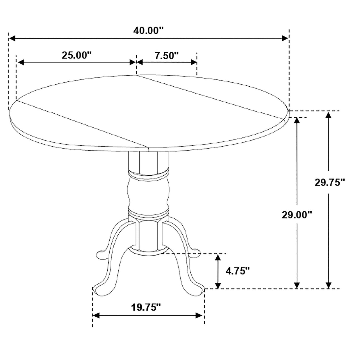 Allison Drop Leaf Round Dining Table Natural Brown and White | Coaster - 4241 - Home Elegance USA - 12