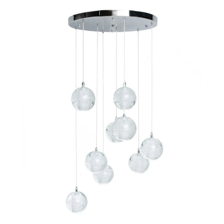 9 light Crystal Spheres Chandelier // Round Chrome Canopy  | Finesse - sold by Home Elegance USA