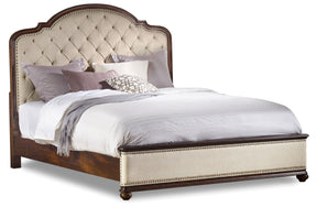 Leesburg California King Upholstered Bed With Wood Rails - Dark Brown / Beige by Hooker Furniture - View 1