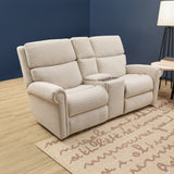 Bernard Power Fabric Reclining Loveseat With Console, Power Headrest, & Lumbar | Flexsteel