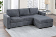Modern Contemporary Style 2pc Sectional Sofa Right Arm Chaise Left Arm Sofa Plastic Legs Corduroy Upholstered Dark Gray Finish Primary Living Room