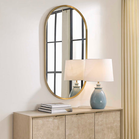 Torrado Oval Mirror Brass - Gold by Uttermost - View 3