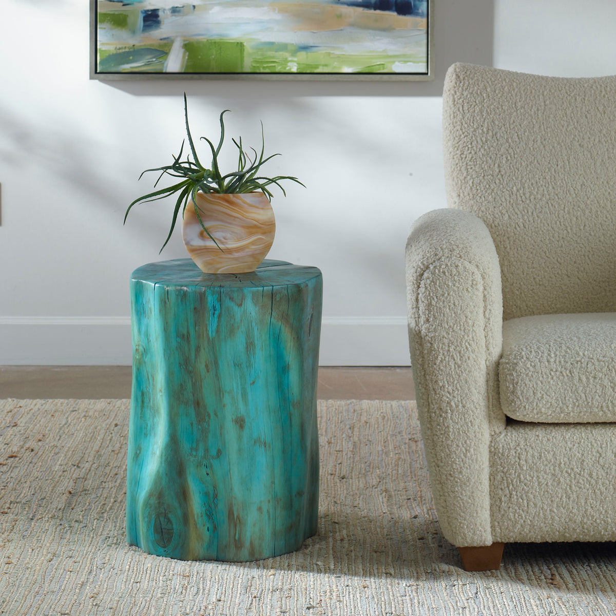 Habitat Accent Stool - Blue by Uttermost - View 2