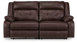 Ashley Walnut Punch Up 42702S1 2 - Piece Power Reclining Sectional Loveseat | Home Elegance USA