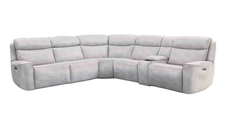 Power Reclining Sectional Couch Light Taupe Leatherette Sofa Corner Wedge Chairs Console Living Room Furniture Recliner L-Shaped Sectional - sold by Home Elegance USA