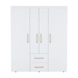 Wardrobe, Deluxe Armoire with Multiple Storage Options and Metal Accents, White - sold by Home Elegance USA