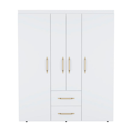 Wardrobe, Deluxe Armoire with Multiple Storage Options and Metal Accents, White - sold by Home Elegance USA