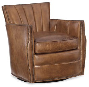 Carson Swivel Club Chair Checkmate Pawn - Dark Brown by Hooker Furniture - View 1