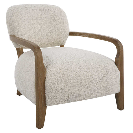 Telluride Natural Shearling Accent Chair - Beige / Dark Brown by Uttermost - View 4