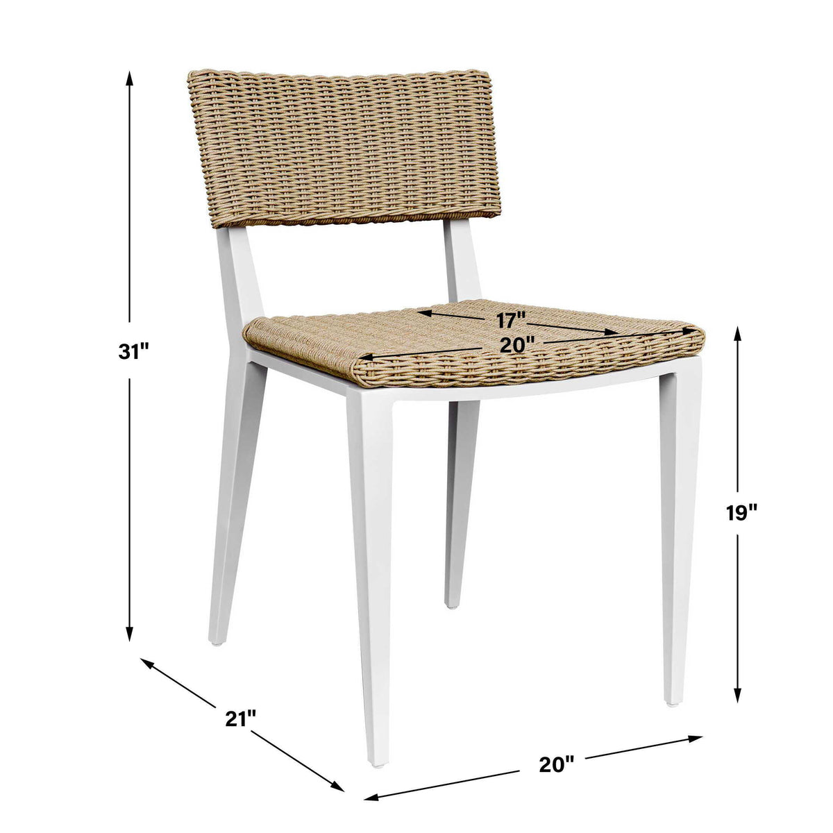 Calbas Outdoor Dining Chair White / Woodtone - White / Light Brown by Uttermost - View 10