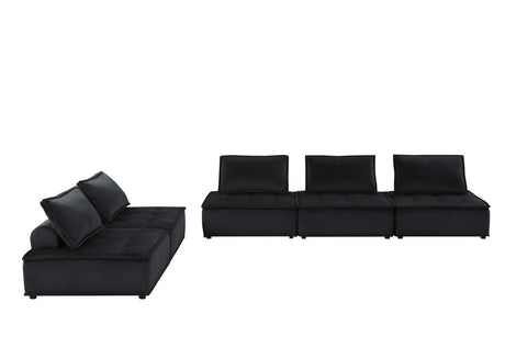 Aveline 120'W Black Velvet 5 Pc Sectional Sofa - sold by Home Elegance USA