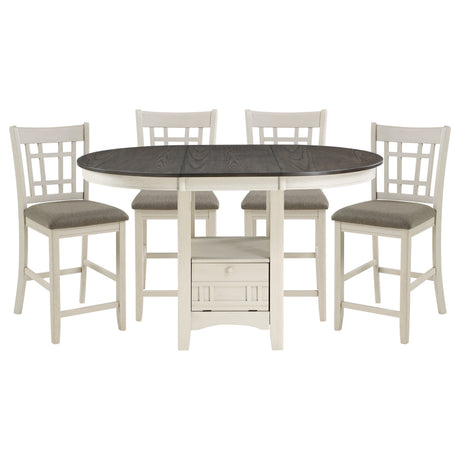 Traditional Design Antique White Finish Counter Height Dining Set 5pc Table w Extension Leaf and 4 Counter Height Chairs - sold by Home Elegance USA