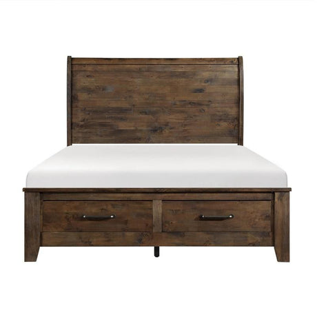 Jerrick Eastern King Sleigh Platform Bed In Burnished Brown | Homelegance