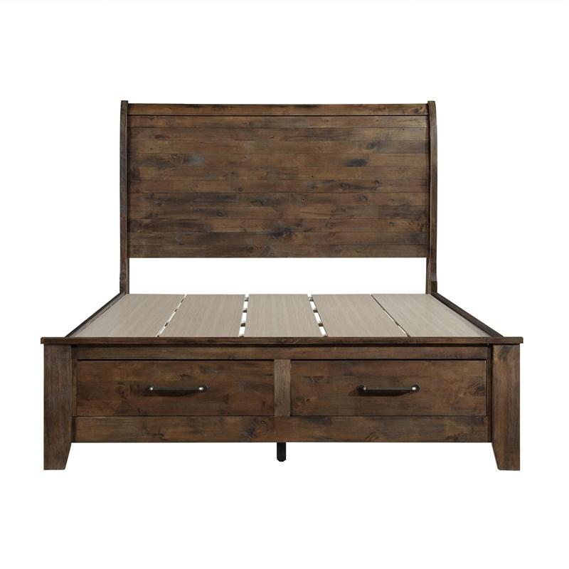 Jerrick Eastern King Sleigh Platform Bed In Burnished Brown | Homelegance - Home Elegance USA