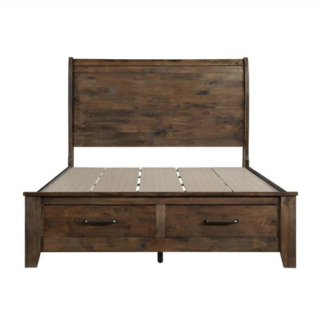Jerrick Eastern King Sleigh Platform Bed In Burnished Brown | Homelegance