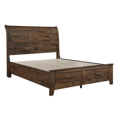 Jerrick Eastern King Sleigh Platform Bed In Burnished Brown | Homelegance