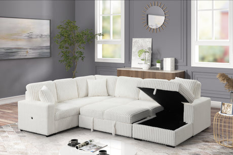 Grande Modern Style Sectional Sofa with USB-C, Sleeper Function & Storage Made with wood in Cream(CA INVENTORY) - sold by Home Elegance USA