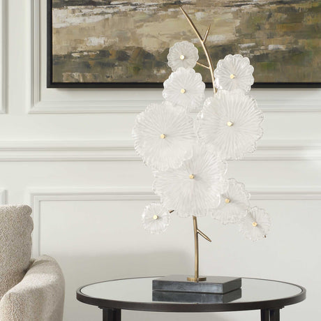 Glass Garden Table Sculpture Gold / White - White / Gold by Uttermost - View 2