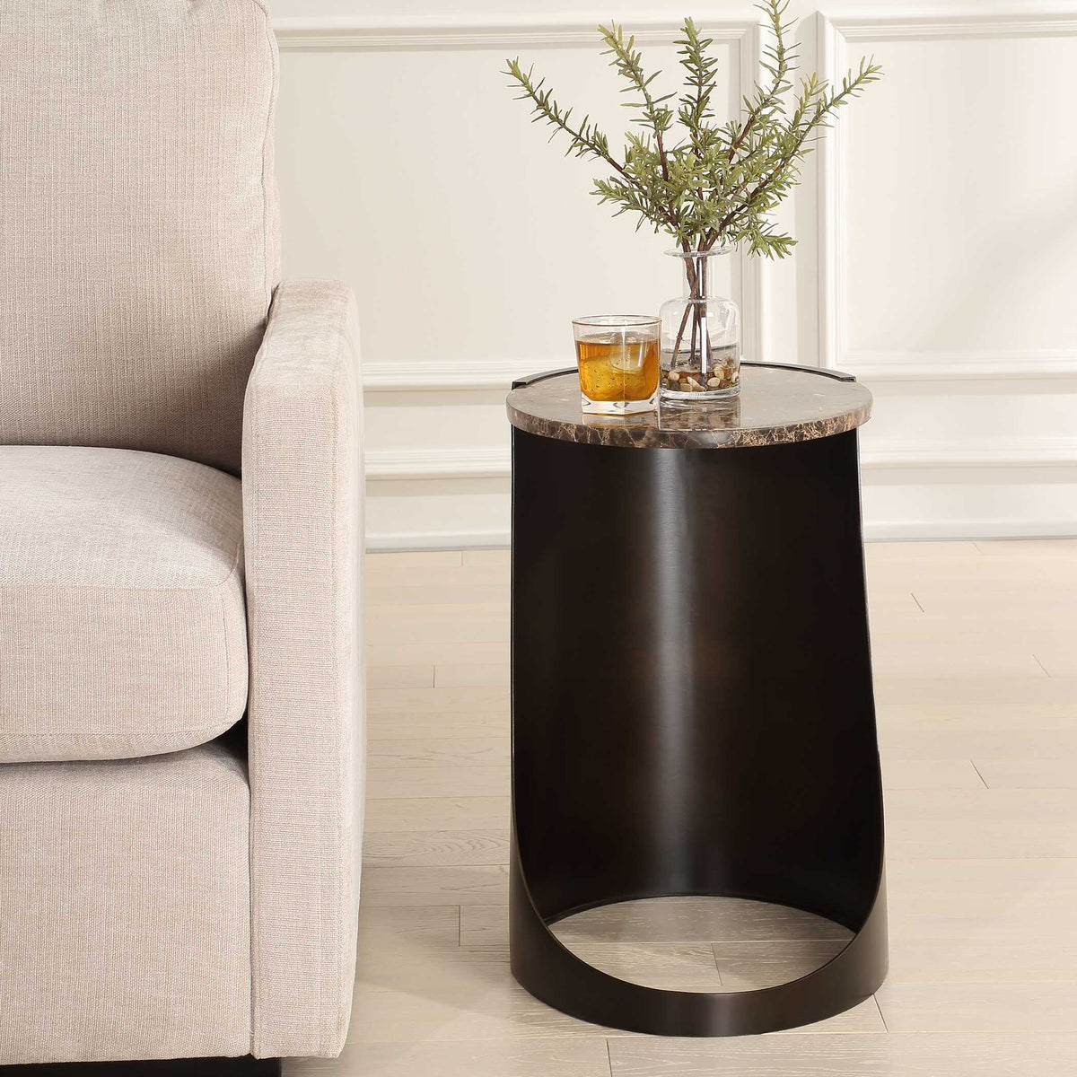 Welling Modern Metal Side Table - Black / Dark Brown by Uttermost - View 3