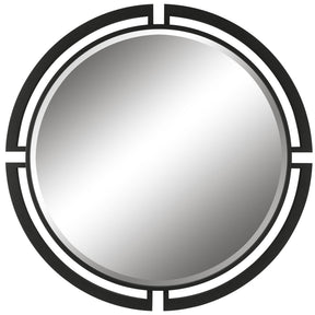 Quadrant Modern Round Mirror - Black by Uttermost - View 1