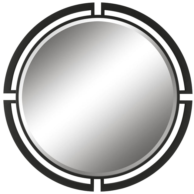 Quadrant Modern Round Mirror - Black by Uttermost - View 1