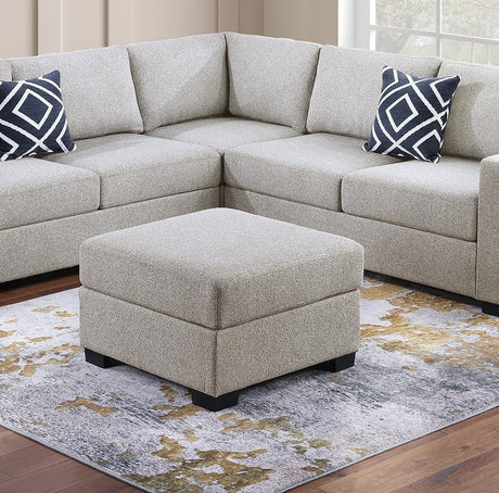 Contemporary Functional Sectional Sofa 4pc Set Beige Boucle Couch Loveseat w Built-in Shelfs Wedge, Ottoman Living Room Furniture L-Shaped Design Couch - sold by Home Elegance USA