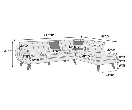 Contemporary 2-Pcs Sectional Set Living Room Furniture Light Brown Velvet Couch Left Facing Sofa, Right Facing Chaise Plush Cushion - sold by Home Elegance USA