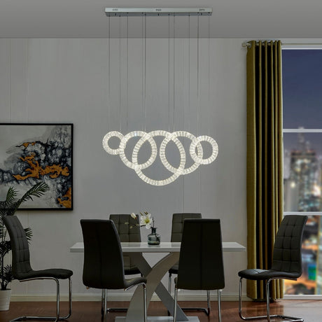 5 Hoop Crystal Progression Chandelier // Chrome  | Finesse -  Home Elegance USA