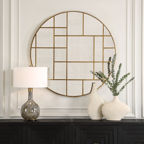 Geometric Round Mirror - Light Brown by Uttermost - View 2