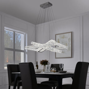 Crystal Elegance LED Chandelier //  3 Rectangles  | Finesse -  Home Elegance USA