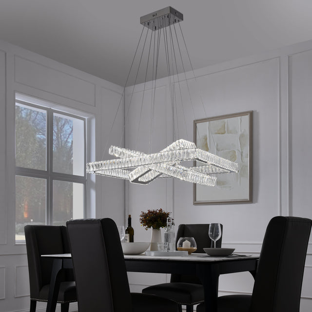 Crystal Elegance LED Chandelier //  3 Rectangles  | Finesse -  Home Elegance USA