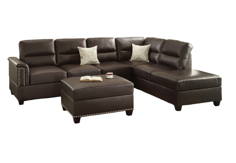 New Contemporary 3-PCS Reversible Sectional Set Living Room Furniture Espresso Faux Leather Couch Sofa Chaise Ottoman - sold by Home Elegance USA