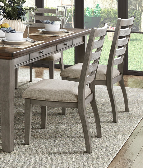 Gray Finish Traditional Style 7pc Dining Set Drawers Table and 6x Side Chairs Ladder Back Design Wooden Furniture - sold by Home Elegance USA