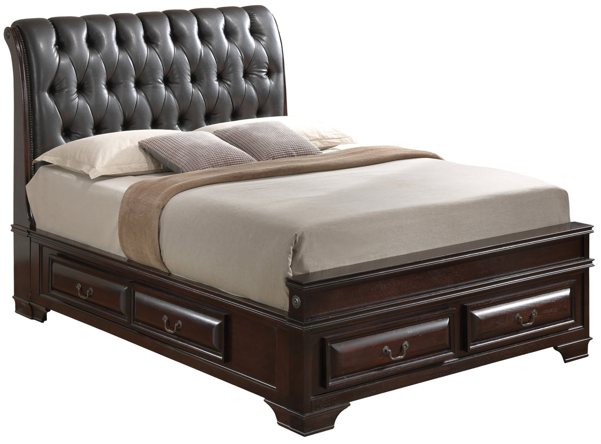Elegant Cappuccino King Storage Bed