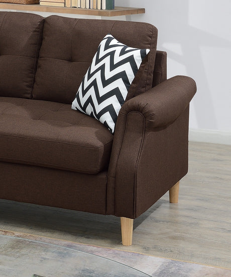 Living Room Corner Sectional Dark Coffee Polyfiber Chaise sofa Reversible Sectional - sold by Home Elegance USA