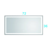 72 in. W x 36 in. H Black Framed LED Single Bathroom Vanity Mirror in Polished Crystal Bathroom Vanity LED Mirror with 3 Color Lights Mirror for Bathroom Wall Smart Lighted Vanity Mirror - W1272122068 - image - 2