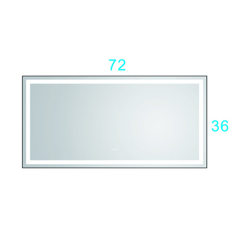 72 in. W x 36 in. H LED Single Bathroom Vanity Mirror in Polished Crystal Bathroom Vanity LED Mirror with 3 Color Lights Mirror for Bathroom Wall Smart Lighted Vanity Mirrors - W127253469 - image - 4