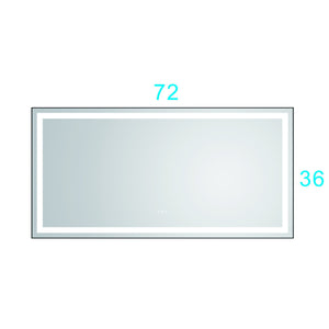 72 in. W x 36 in. H Black Framed LED Single Bathroom Vanity Mirror in Polished Crystal Bathroom Vanity LED Mirror with 3 Color Lights Mirror for Bathroom Wall Smart Lighted Vanity Mirror - W1272105900 - image - 1